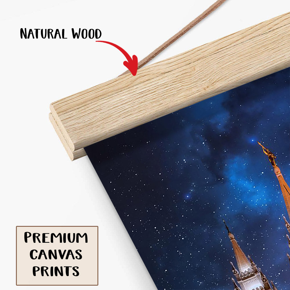 Salt Lake Starry Night Nativity Hanging Canvas Wall Art - Christian Wall Decor - Religious Canvas