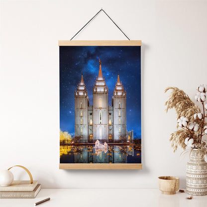 Salt Lake Starry Night Nativity Hanging Canvas Wall Art - Christian Wall Decor - Religious Canvas