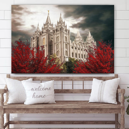 Salt Lake Temple A Light In The Storm Canvas Pictures - Jesus Canvas Pictures - Christian Wall Art