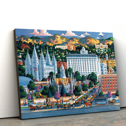 Salt Lake Temple Square Canvas Wall Art - Jesus Christ Picture - Canvas Christian Wall Art