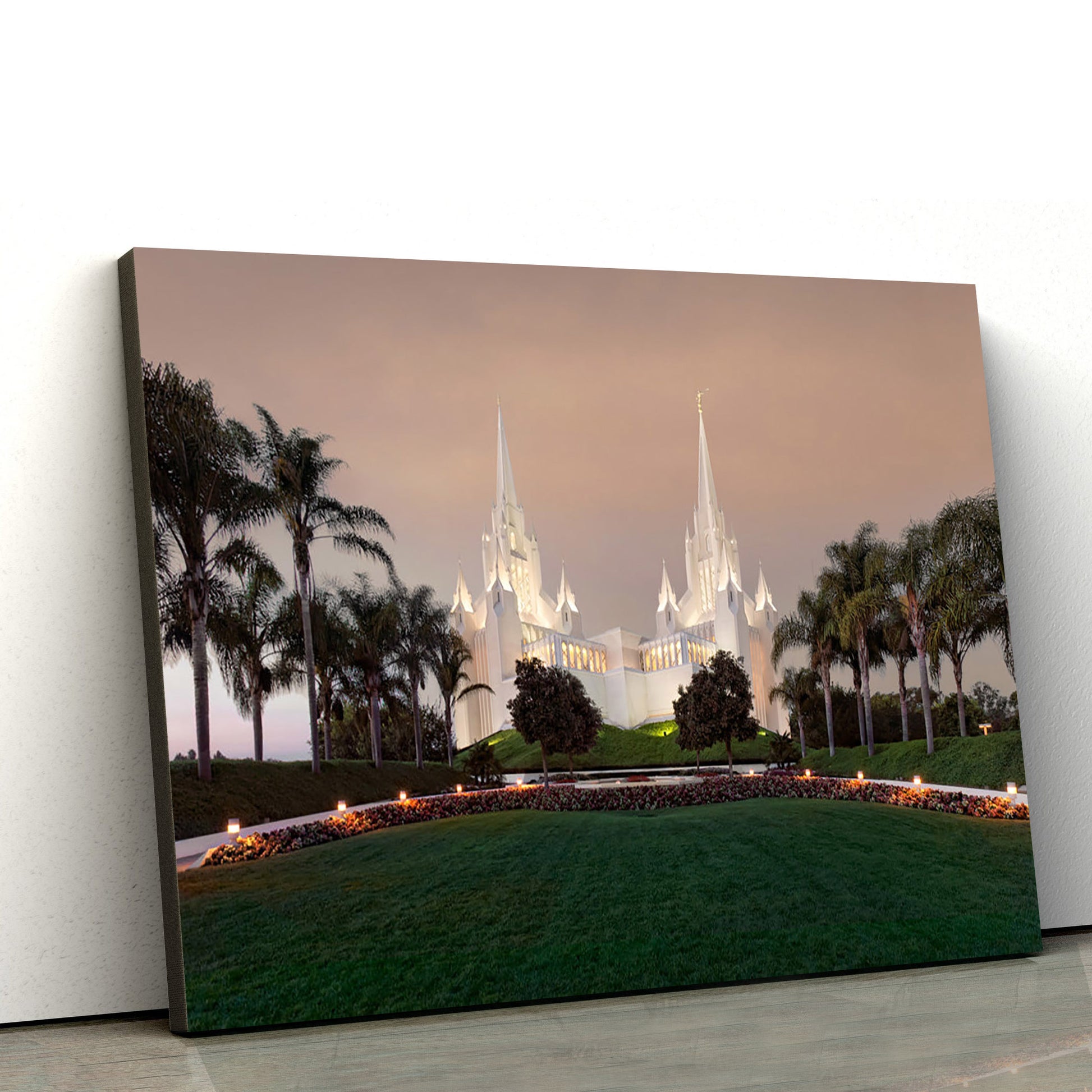 San Diego Temple Autumn Sky Canvas Wall Art - Jesus Christ Picture - Canvas Christian Wall Art