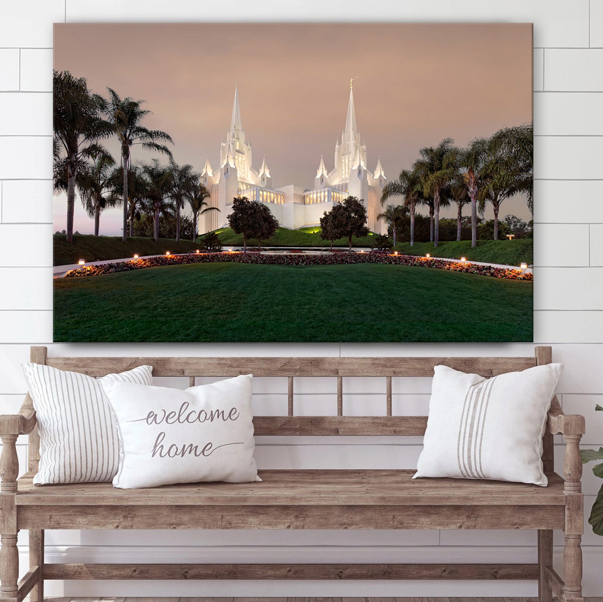 San Diego Temple Autumn Sky Canvas Wall Art - Jesus Christ Picture - Canvas Christian Wall Art