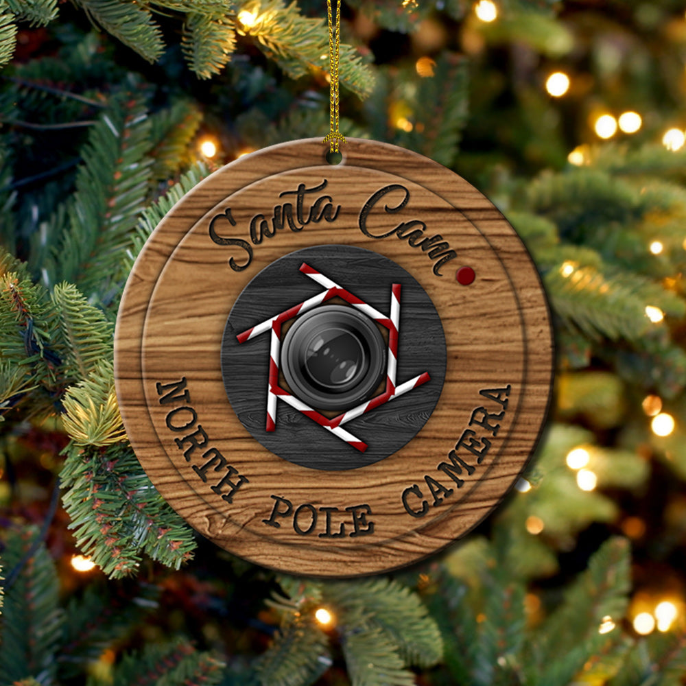 Santa Cam For Christmas Ceramic Circle Ornament - Decorative Ornament - Christmas Ornament