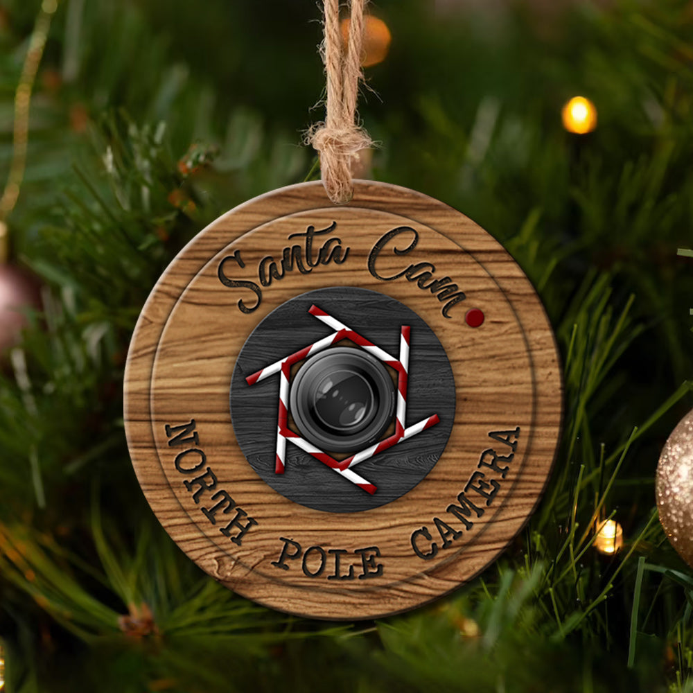 Santa Cam For Christmas Ceramic Circle Ornament - Decorative Ornament - Christmas Ornament