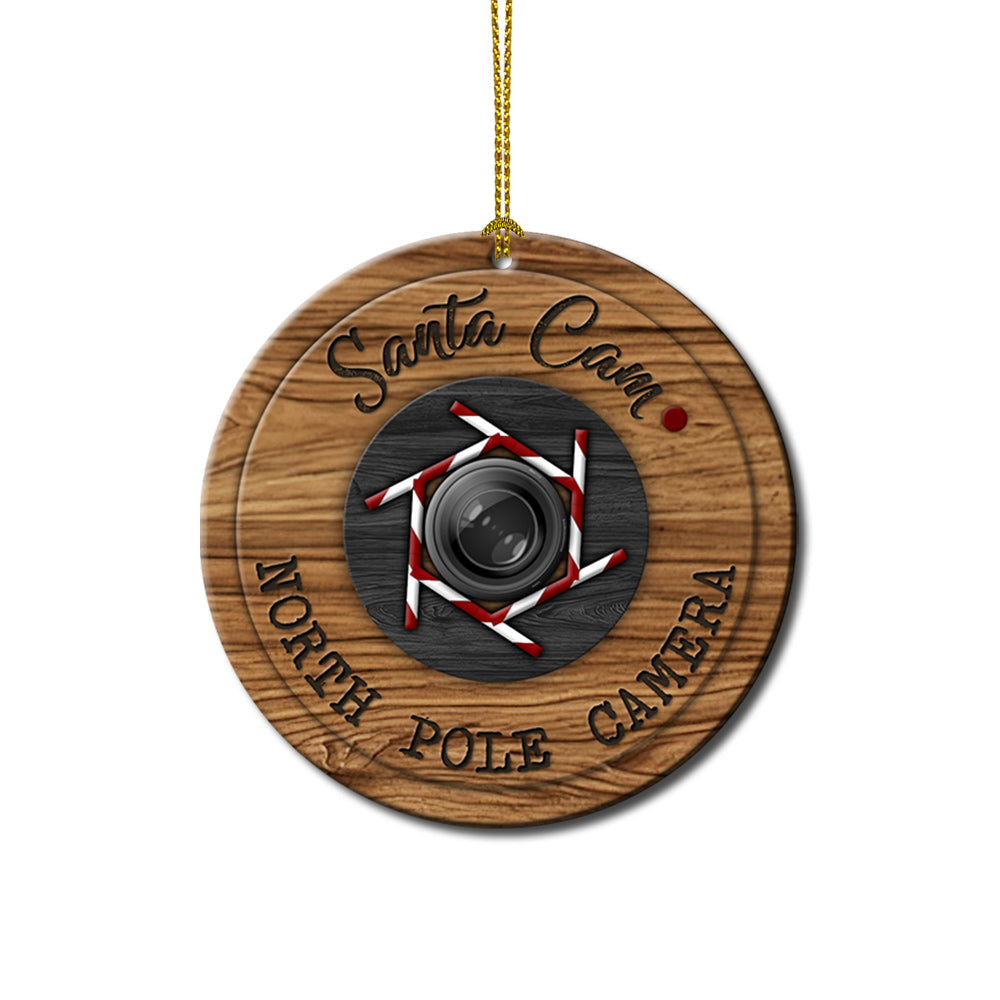 Santa Cam For Christmas Ceramic Circle Ornament - Decorative Ornament - Christmas Ornament