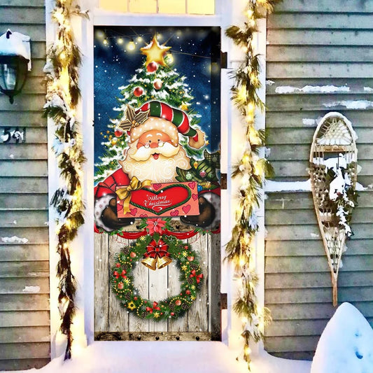 Santa Claus Christmas Door Cover - Christmas Door Cover - Christmas Outdoor Decoration