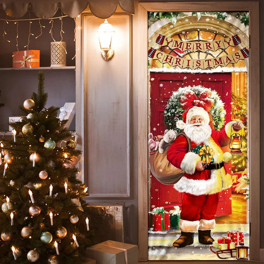 Santa Claus Christmas Door cover Home Decor - Christmas Door Cover - Christmas Outdoor Decoration