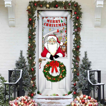Santa Claus Door Cover - Christmas Door Cover - Christmas Outdoor Decoration