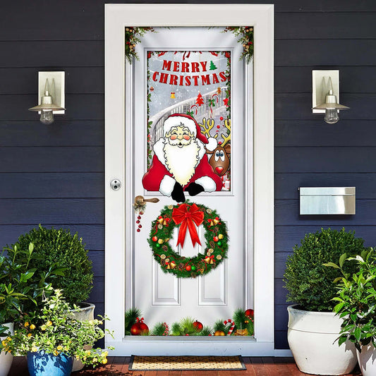 Santa Claus Door Cover - Christmas Door Cover - Christmas Outdoor Decoration