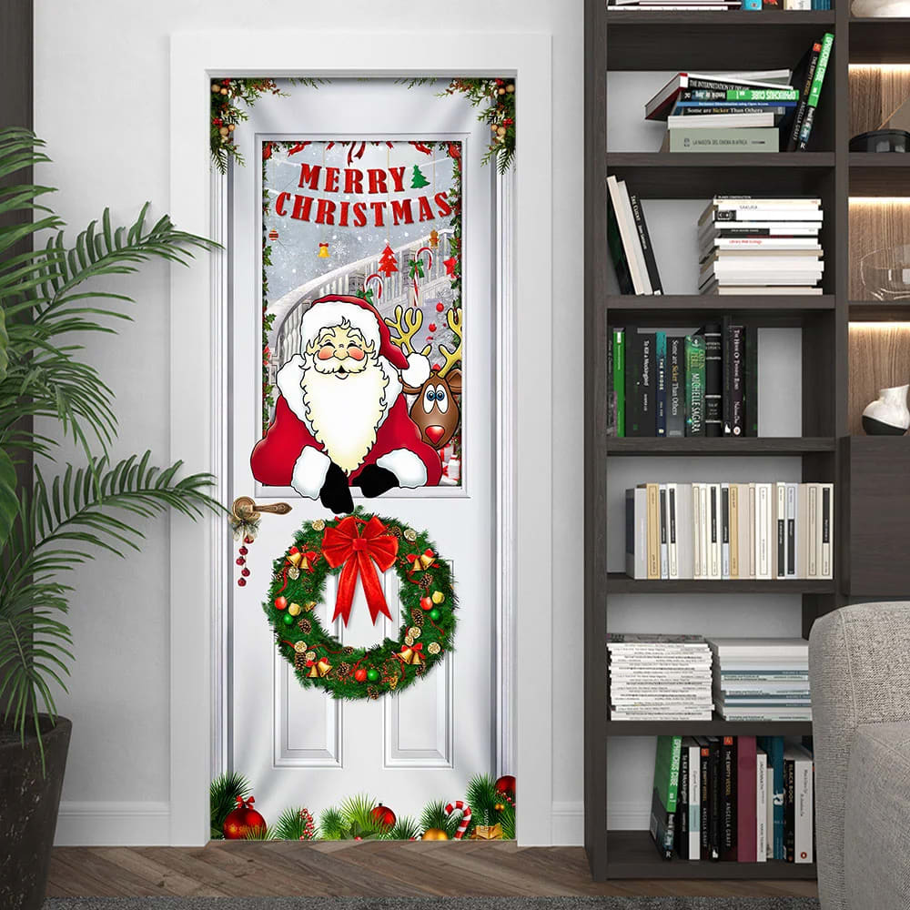Santa Claus Door Cover - Christmas Door Cover - Christmas Outdoor Decoration