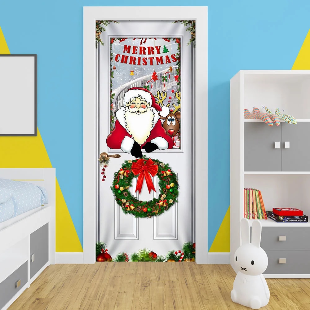 Santa Claus Door Cover - Christmas Door Cover - Christmas Outdoor Decoration