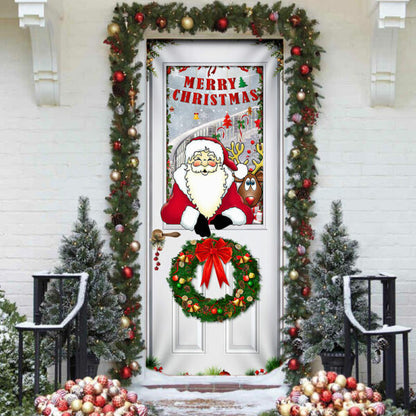 Santa Claus Door Cover - Christmas Door Cover - Christmas Outdoor Decoration