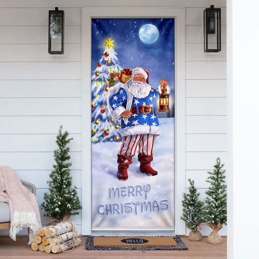 Santa Claus Door Cover - Merry Christmas Door Cover - Christmas Door Cover - Christmas Outdoor Decoration