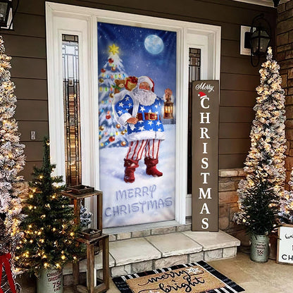 Santa Claus Door Cover - Merry Christmas Door Cover - Christmas Door Cover - Christmas Outdoor Decoration
