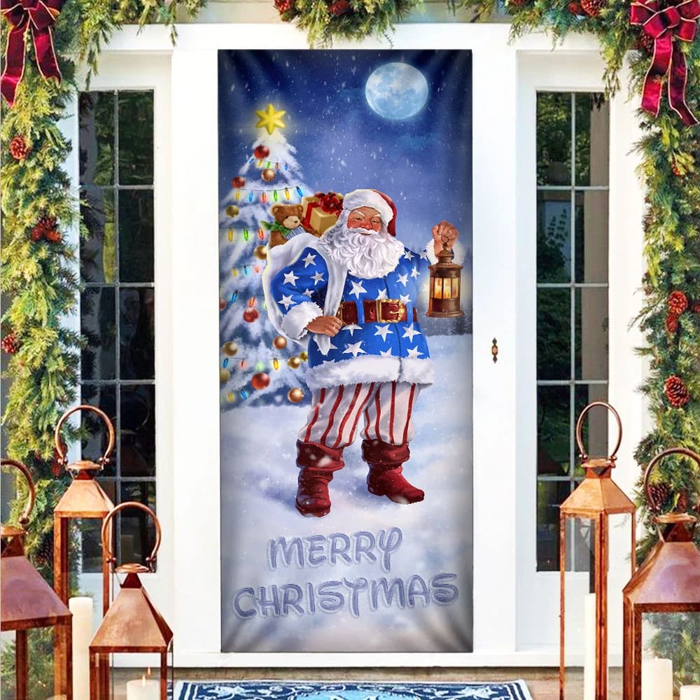 Santa Claus Door Cover - Merry Christmas Door Cover - Christmas Door Cover - Christmas Outdoor Decoration