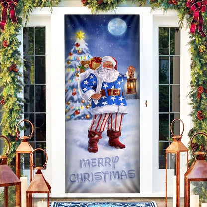 Santa Claus Door Cover - Merry Christmas Door Cover - Christmas Door Cover - Christmas Outdoor Decoration