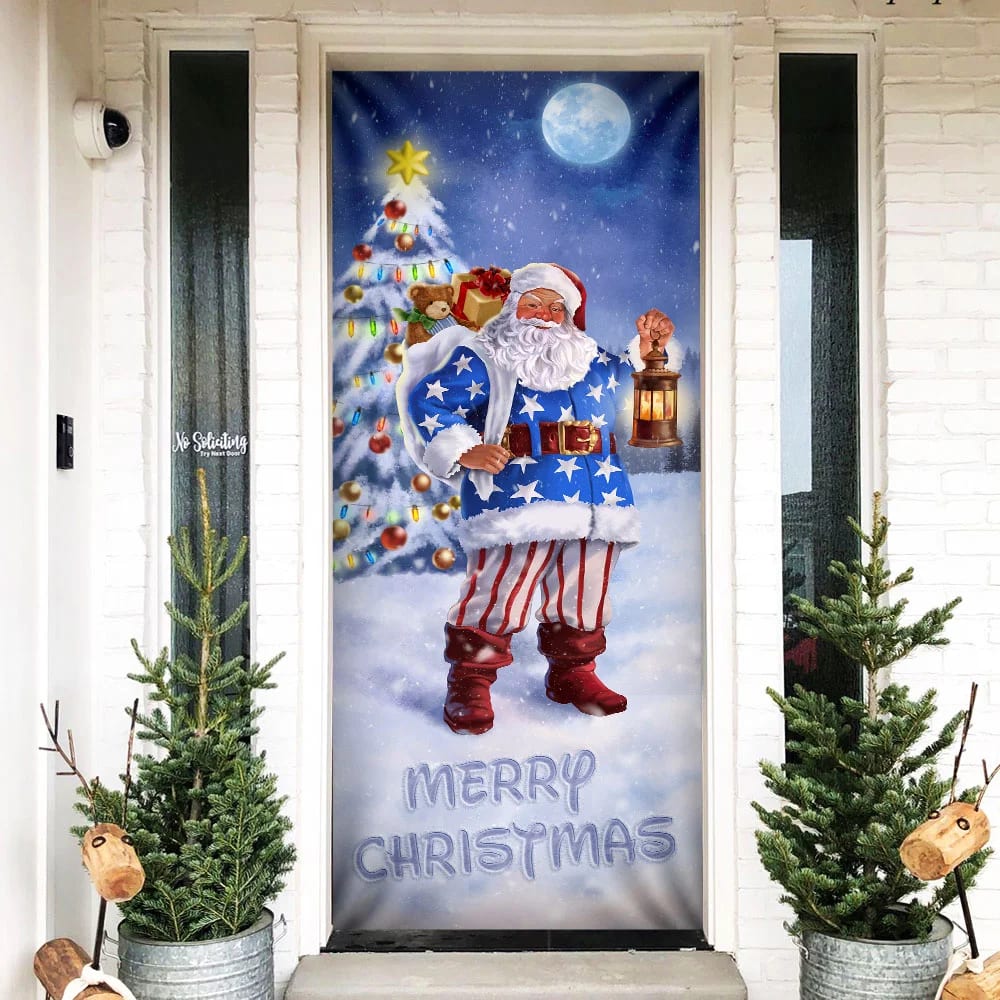Santa Claus Door Cover - Merry Christmas Door Cover - Christmas Door Cover - Christmas Outdoor Decoration