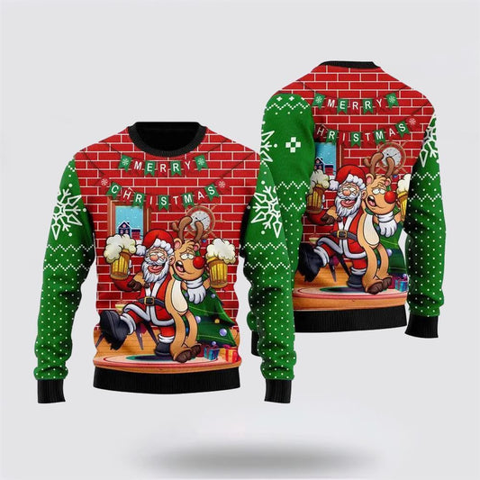 Santa Claus Drunk Merry Xmas Funny Ugly Christmas Sweater For Men And Women, Best Gift For Christmas, The Beautiful Winter Christmas Outfit