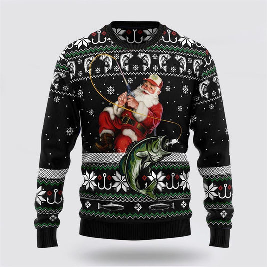 Santa Claus Fishing Ugly Christmas Sweater For Men And Women, Best Gift For Christmas, The Beautiful Winter Christmas Outfit