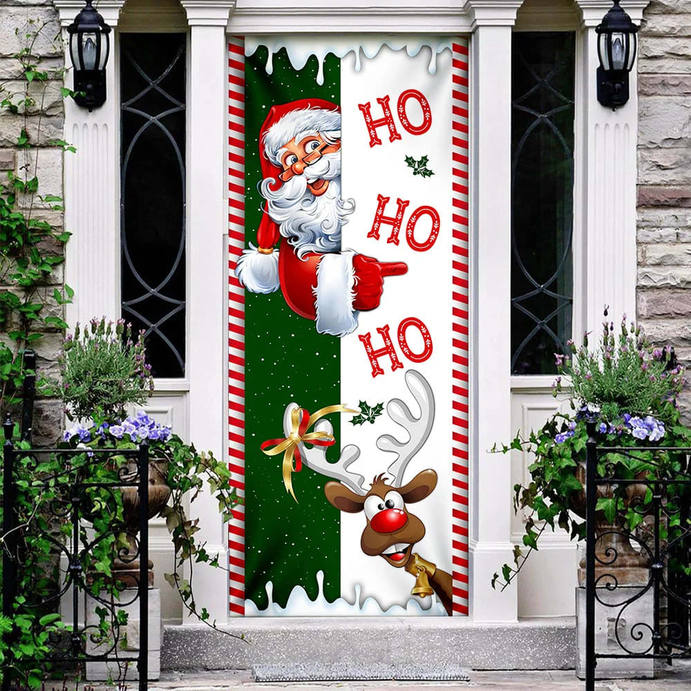 Santa Claus Ho Ho Ho Door Cover - Christmas Door Cover - Christmas Outdoor Decoration