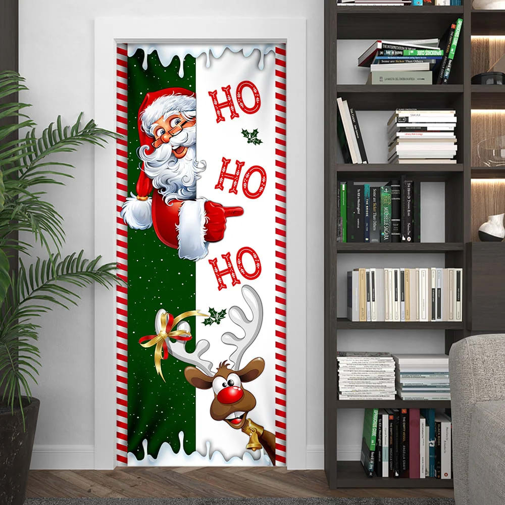 Santa Claus Ho Ho Ho Door Cover - Christmas Door Cover - Christmas Outdoor Decoration