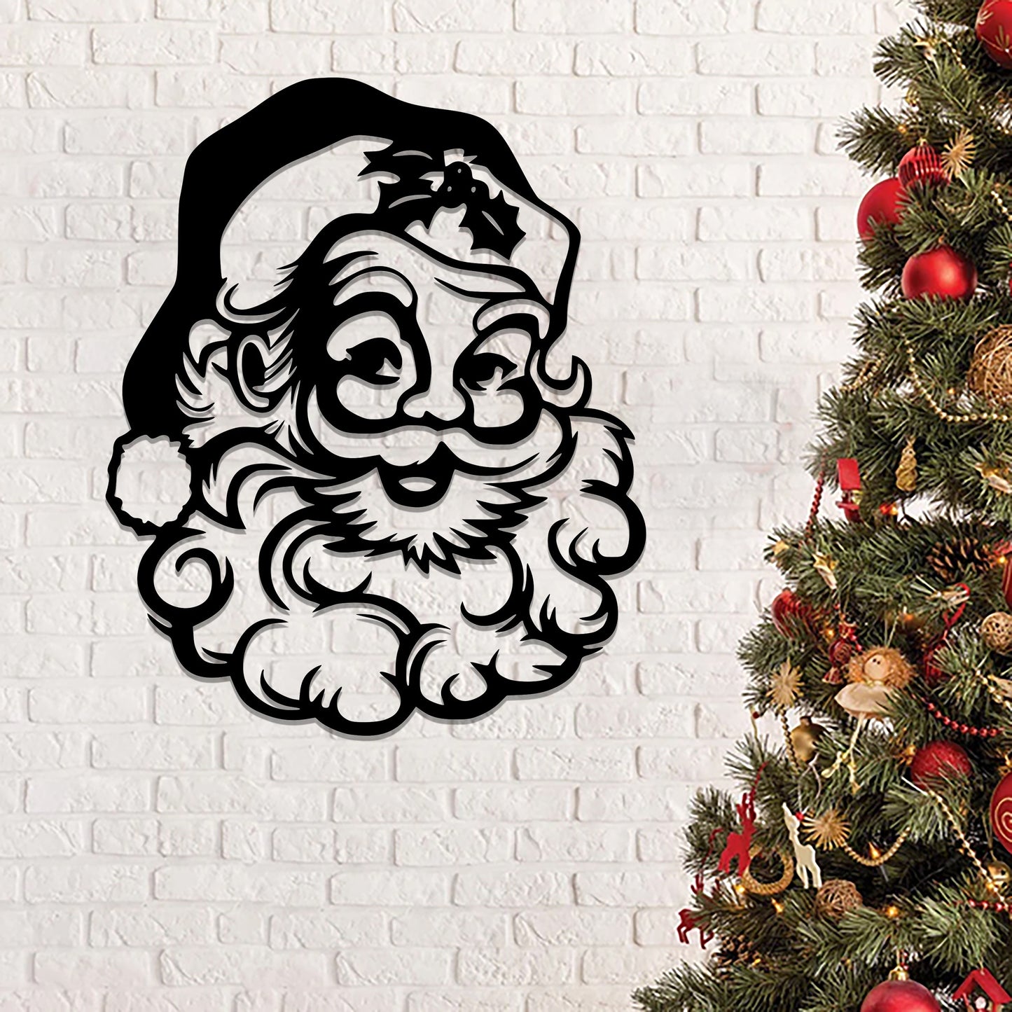 Santa Claus Jolly Face Metal Sign - Metal Christmas Wall Art - Ciaocustom