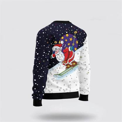 Santa Claus Ski Ugly Christmas Sweater For Men And Women, Best Gift For Christmas, The Beautiful Winter Christmas Outfit