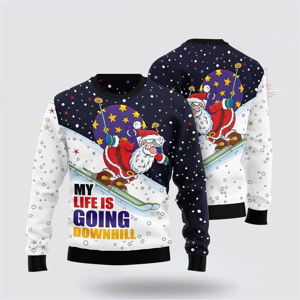 Santa Claus Ski Ugly Christmas Sweater For Men And Women, Best Gift For Christmas, The Beautiful Winter Christmas Outfit