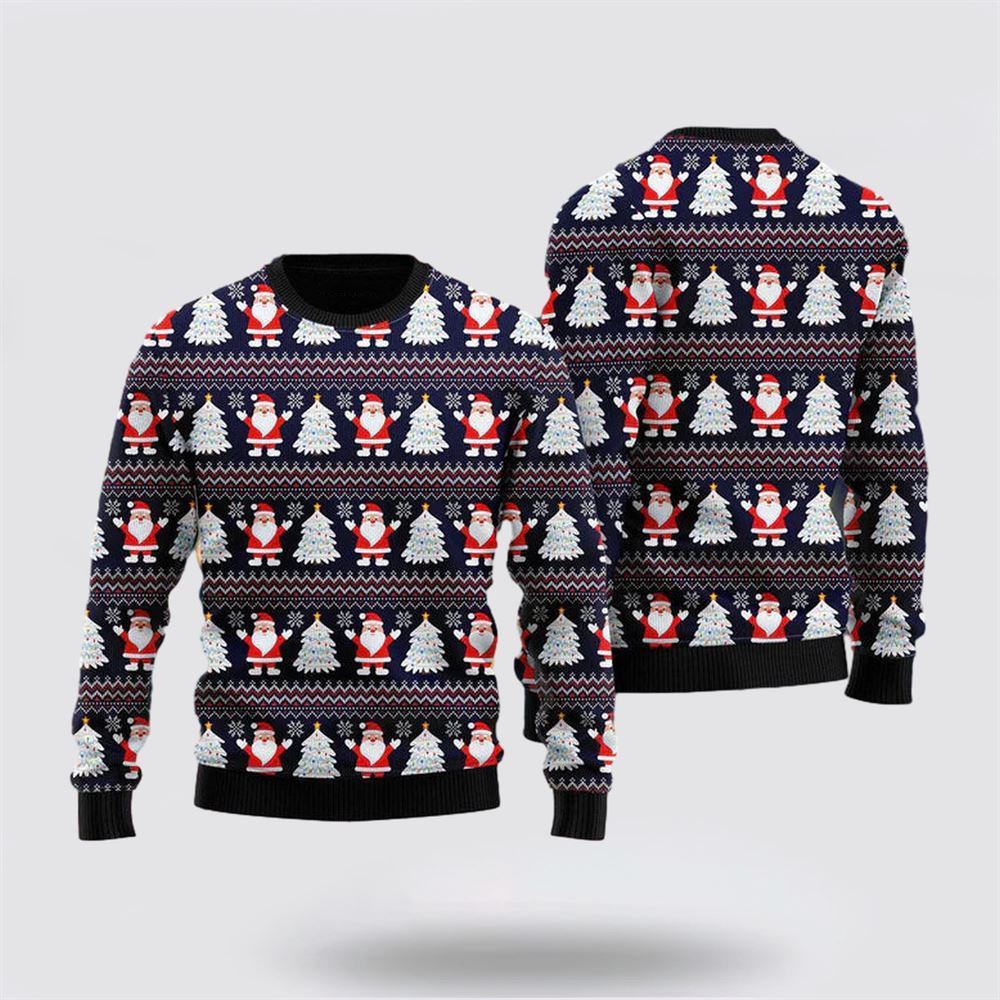 Santa Claus Under The Christmas Tree Ugly Christmas Sweater For Men And Women, Best Gift For Christmas, The Beautiful Winter Christmas Outfit