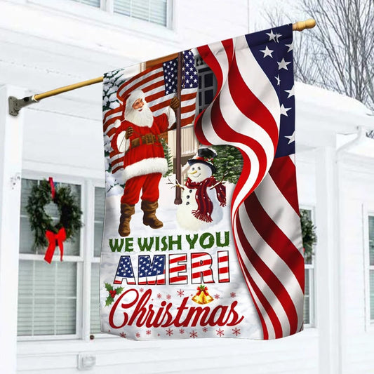 Santa Claus Us Flag We Wish You Ameri Christmas - Christmas Garden Flag - Christmas House Flag - Christmas Outdoor Decoration