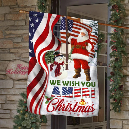 Santa Claus Us Flag We Wish You Ameri Christmas - Christmas Garden Flag - Christmas House Flag - Christmas Outdoor Decoration