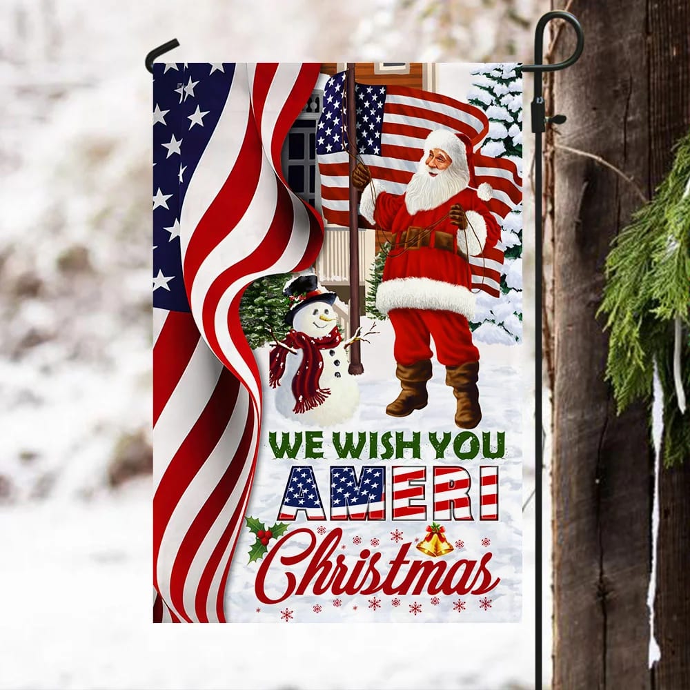 Santa Claus Us Flag We Wish You Ameri Christmas - Christmas Garden Flag - Christmas House Flag - Christmas Outdoor Decoration