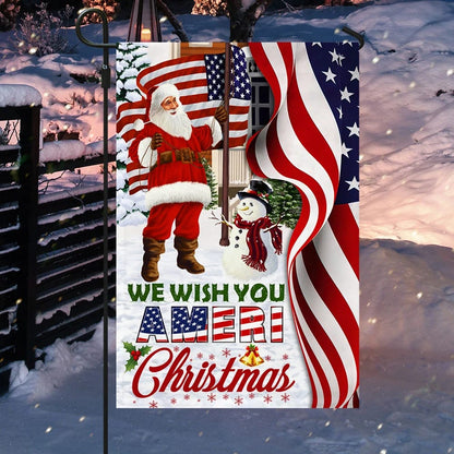 Santa Claus Us Flag We Wish You Ameri Christmas - Christmas Garden Flag - Christmas House Flag - Christmas Outdoor Decoration