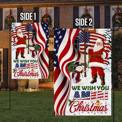 Santa Claus Us Flag We Wish You Ameri Christmas - Christmas Garden Flag - Christmas House Flag - Christmas Outdoor Decoration