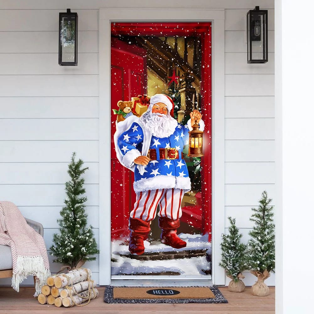 Santa Claus Will Visit You At Home This Christmas Door Cover - Christmas Door Cover - Christmas Outdoor Decoration