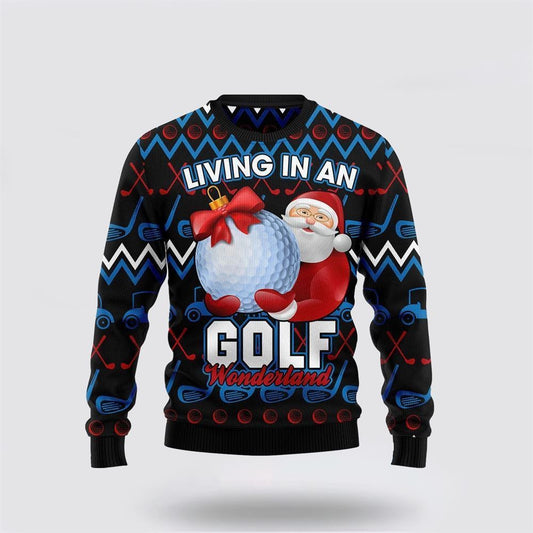 Santa Clause Golf Wonderland Ugly Christmas Sweater For Men And Women, Best Gift For Christmas, The Beautiful Winter Christmas Outfit