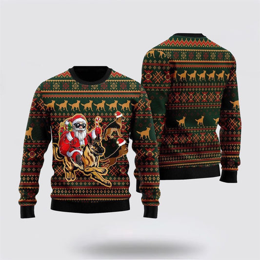 Santa & German Shepherd Ugly Christmas Sweater For Men And Women, Gift For Christmas, Best Winter Christmas Outfit