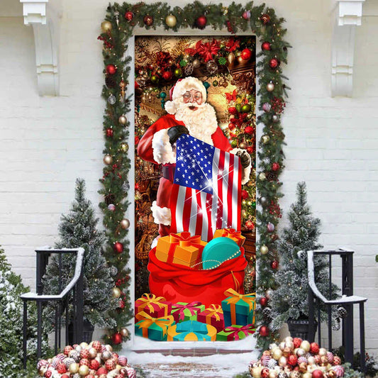 Santa Laughing Door Cover - American Christmas Door Cover - Christmas Outdoor Decoration