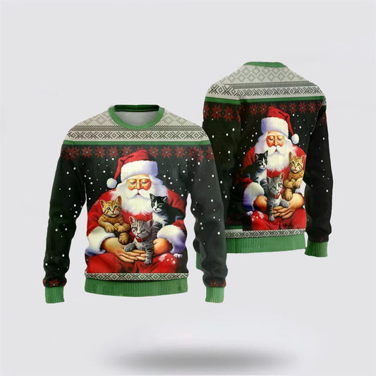 Santa Loves Catss Ugly Christmas Sweater For Men And Women, Best Gift For Christmas, The Beautiful Winter Christmas Outfit