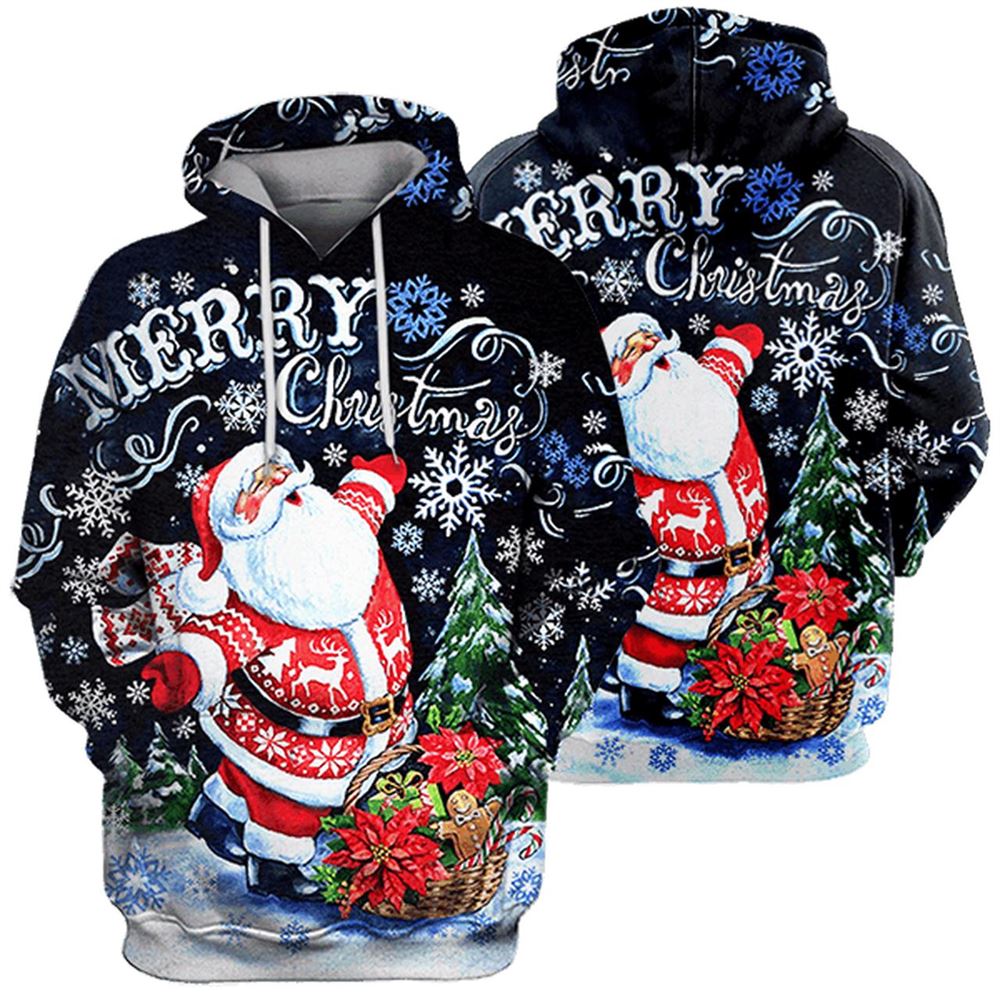 Santa Merry Christmas All Over Print 3D Hoodie For Men And Women, Christmas Gift, Warm Winter Clothes, Best Outfit Christmas