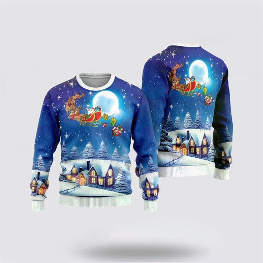 Santa Sleighs Ugly Christmas Sweater For Men And Women, Best Gift For Christmas, The Beautiful Winter Christmas Outfit