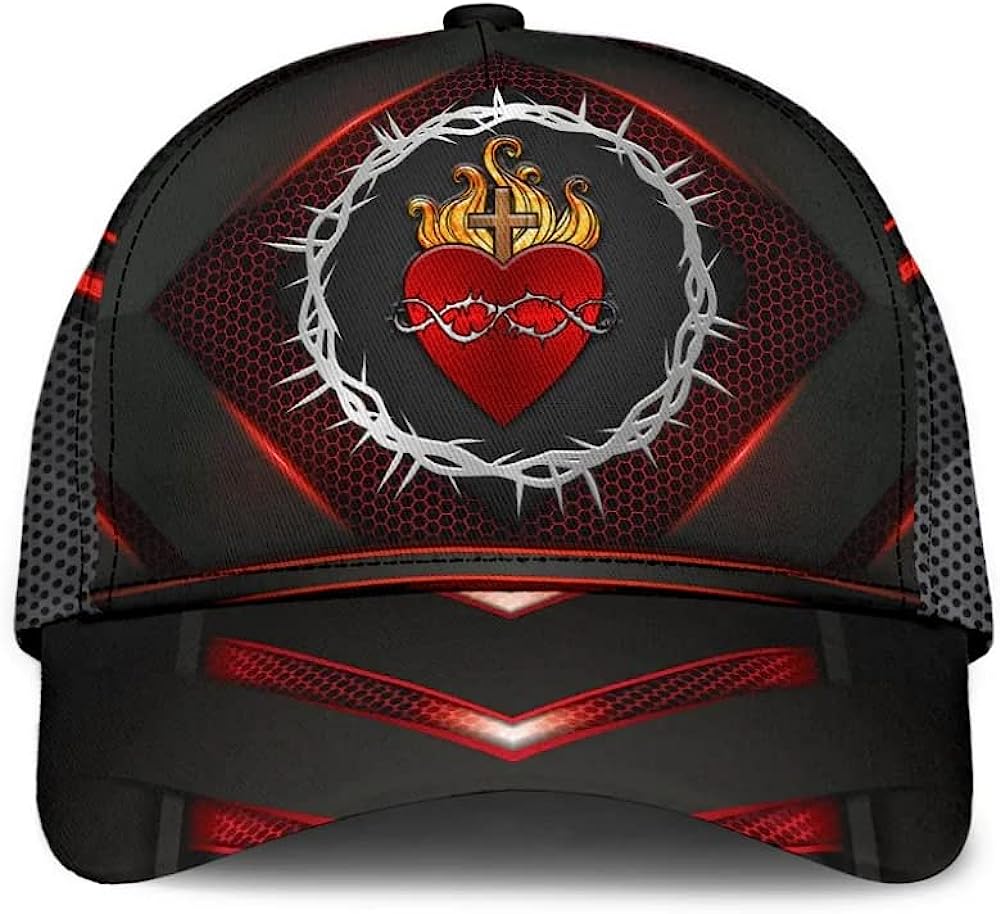 Sarced Heart Of Jesus Crown Of Thorns All Over Print Baseball Cap - Christian Hats For Men Women