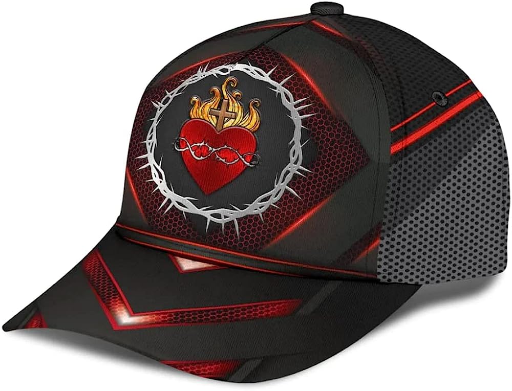 Sarced Heart Of Jesus Crown Of Thorns All Over Print Baseball Cap - Christian Hats For Men Women