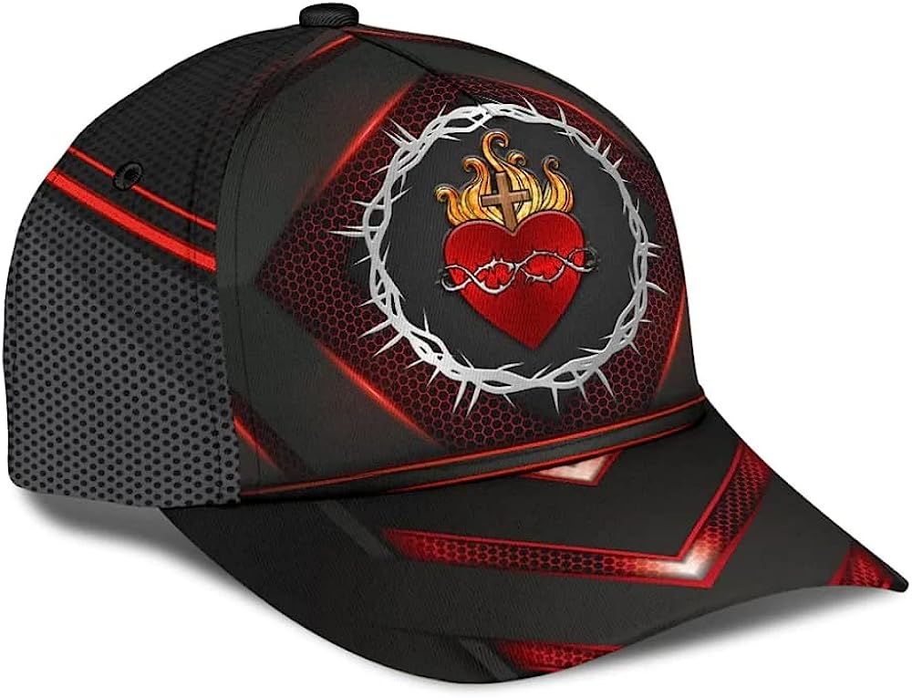 Sarced Heart Of Jesus Crown Of Thorns All Over Print Baseball Cap - Christian Hats For Men Women