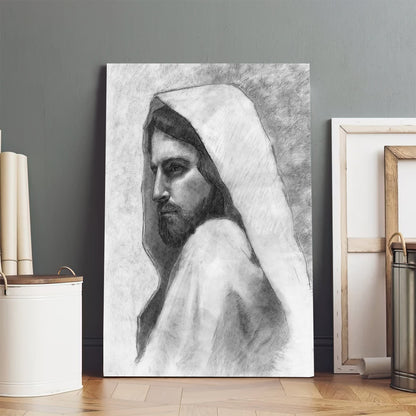 Savior Sketch Canvas Wall Art - Jesus Picture - Jesus Portrait Canvas