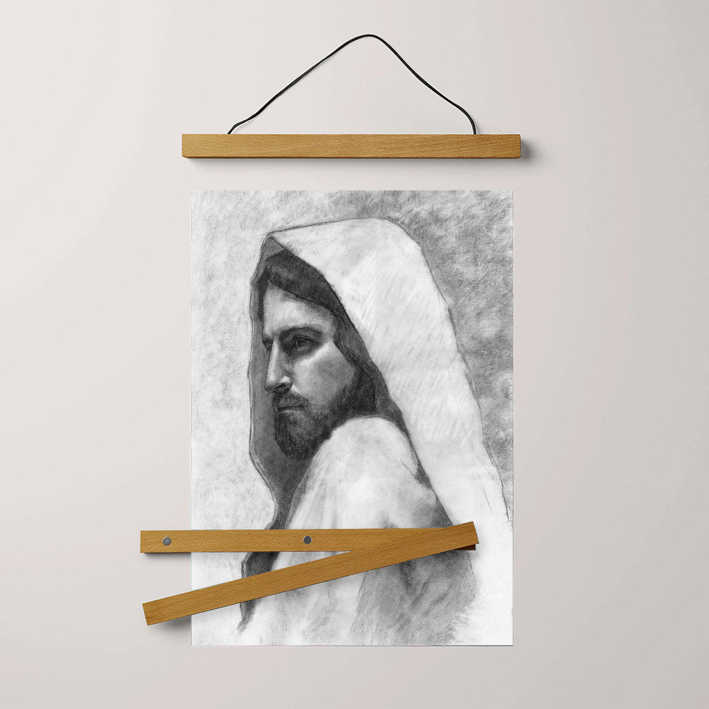 Savior Sketch Hanging Canvas Wall Art - Jesus Picture - Jesus Portrait Canvas - Religious Canvas