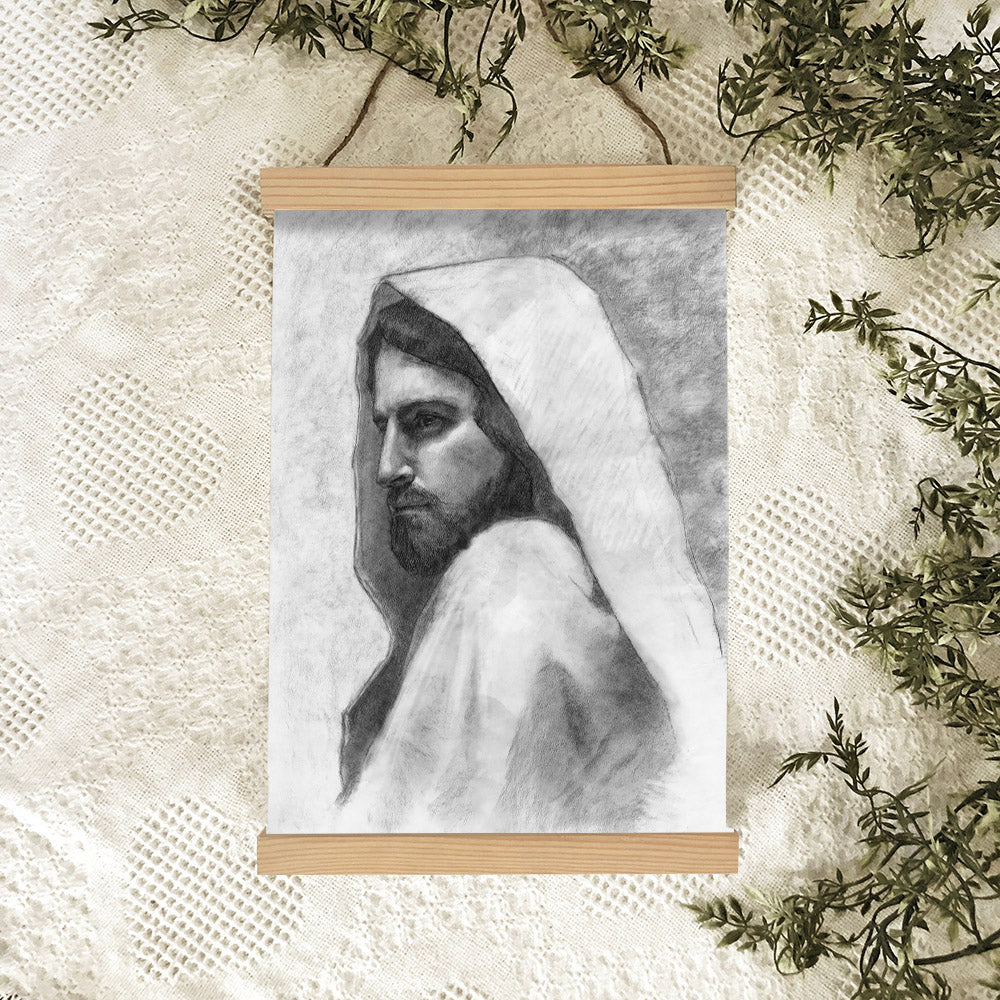 Savior Sketch Hanging Canvas Wall Art - Jesus Picture - Jesus Portrait Canvas - Religious Canvas