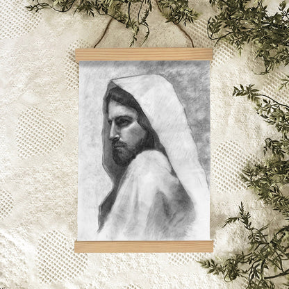 Savior Sketch Hanging Canvas Wall Art - Jesus Picture - Jesus Portrait Canvas - Religious Canvas