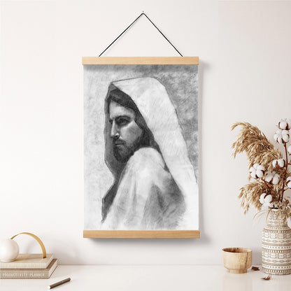 Savior Sketch Hanging Canvas Wall Art - Jesus Picture - Jesus Portrait Canvas - Religious Canvas