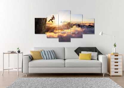 Scaling Mountains Joshua 19 Be Strong And Courageous Wall Art - Christian Canvas Wall Art